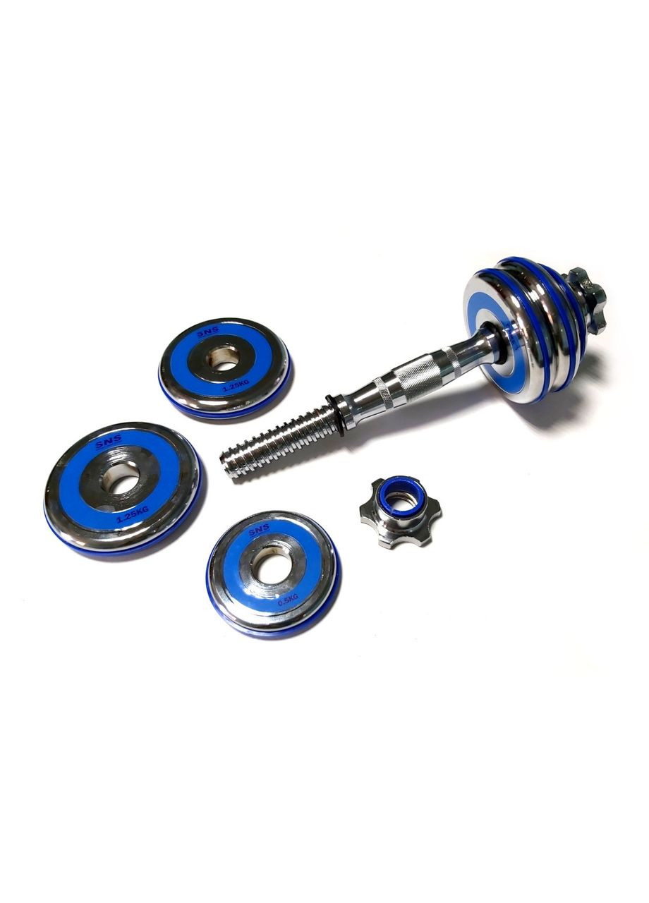 Сборные хромированные гантели 2 х 7,5 кг с голубыми вставками HADD15 blue SNS (316141740)