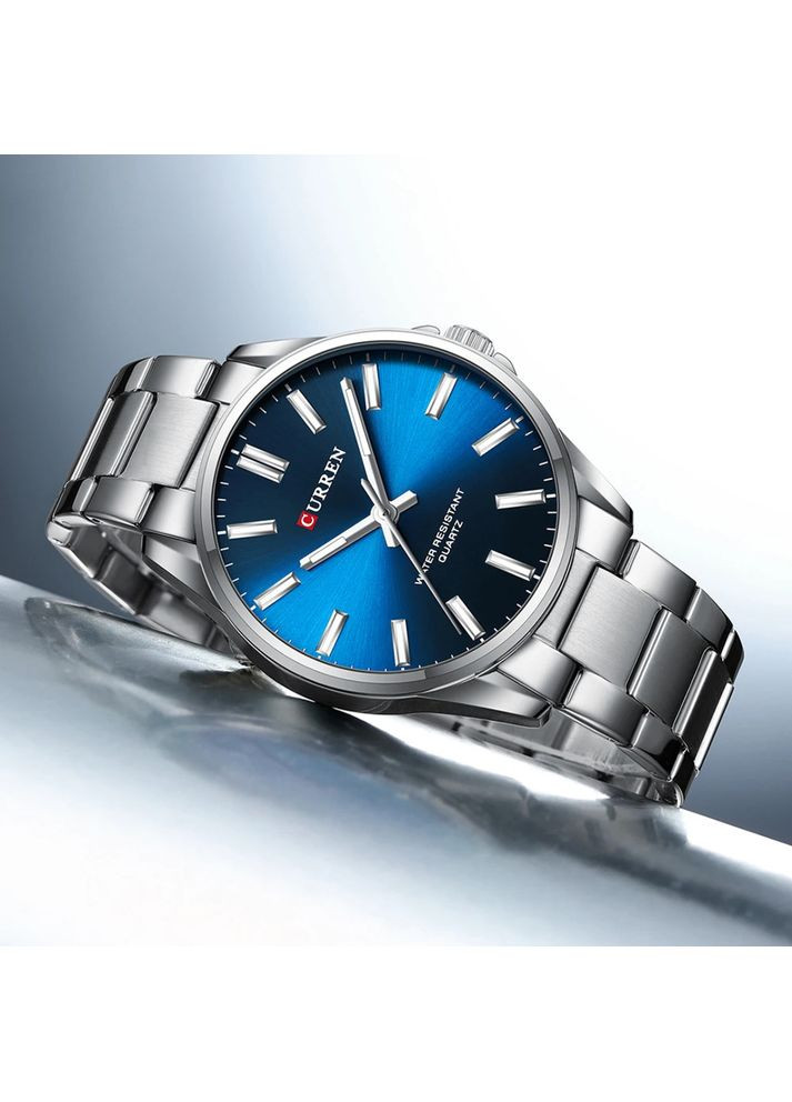 Часы 9090 Silver-Blue мужские кварцевые с люминесцентной подсветкой водонепроницаемые классические ProDobro (367267087)