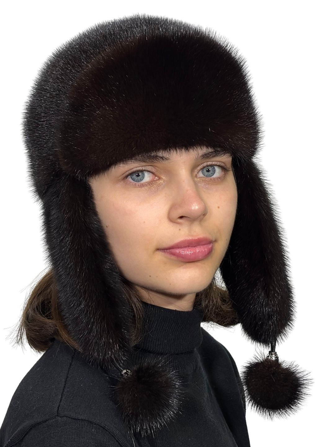 Женская меховая норковая шапка ушанка Меховой Стиль Ушанка (365250541)