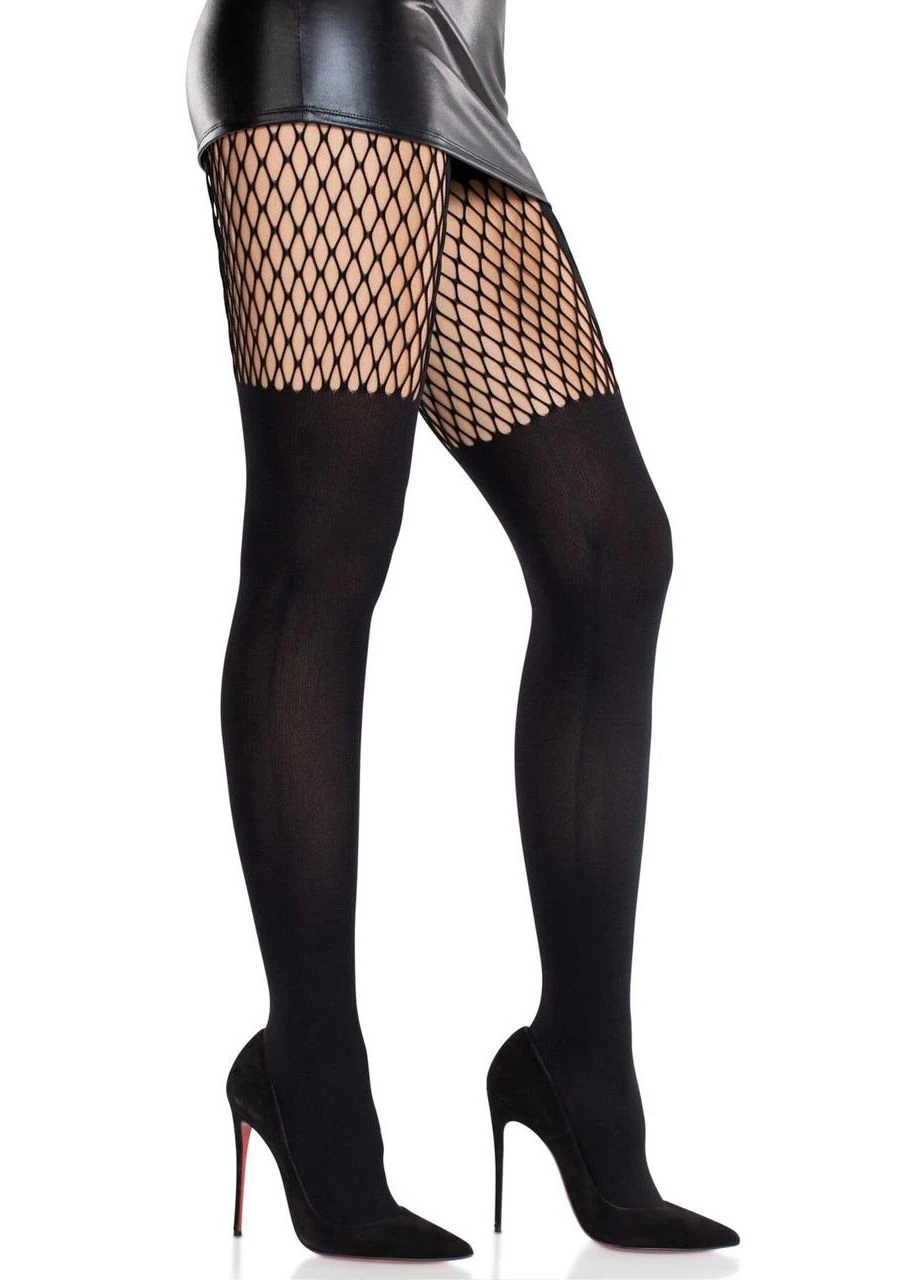 Колготки Leg Avenue Garter Illusion Tights with Net Detail One Size Black No Brand (362453546)