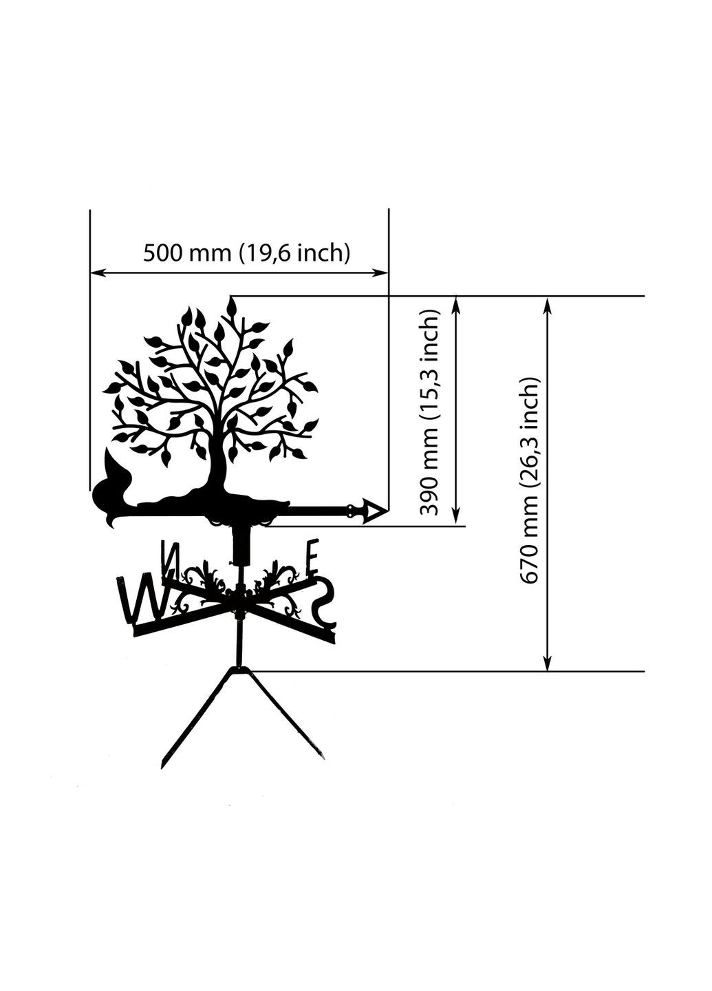 Флюгер Дерево из металла 2 мм, флюгер на крышу No Brand (368896675)