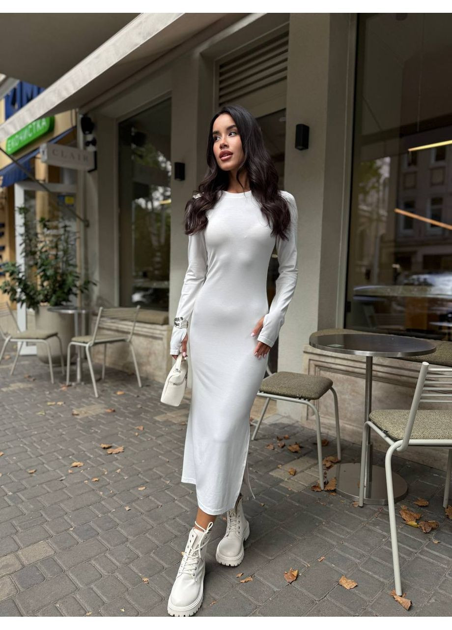 Молочна святковий, повсякденний жіноча сукня No Brand однотонна