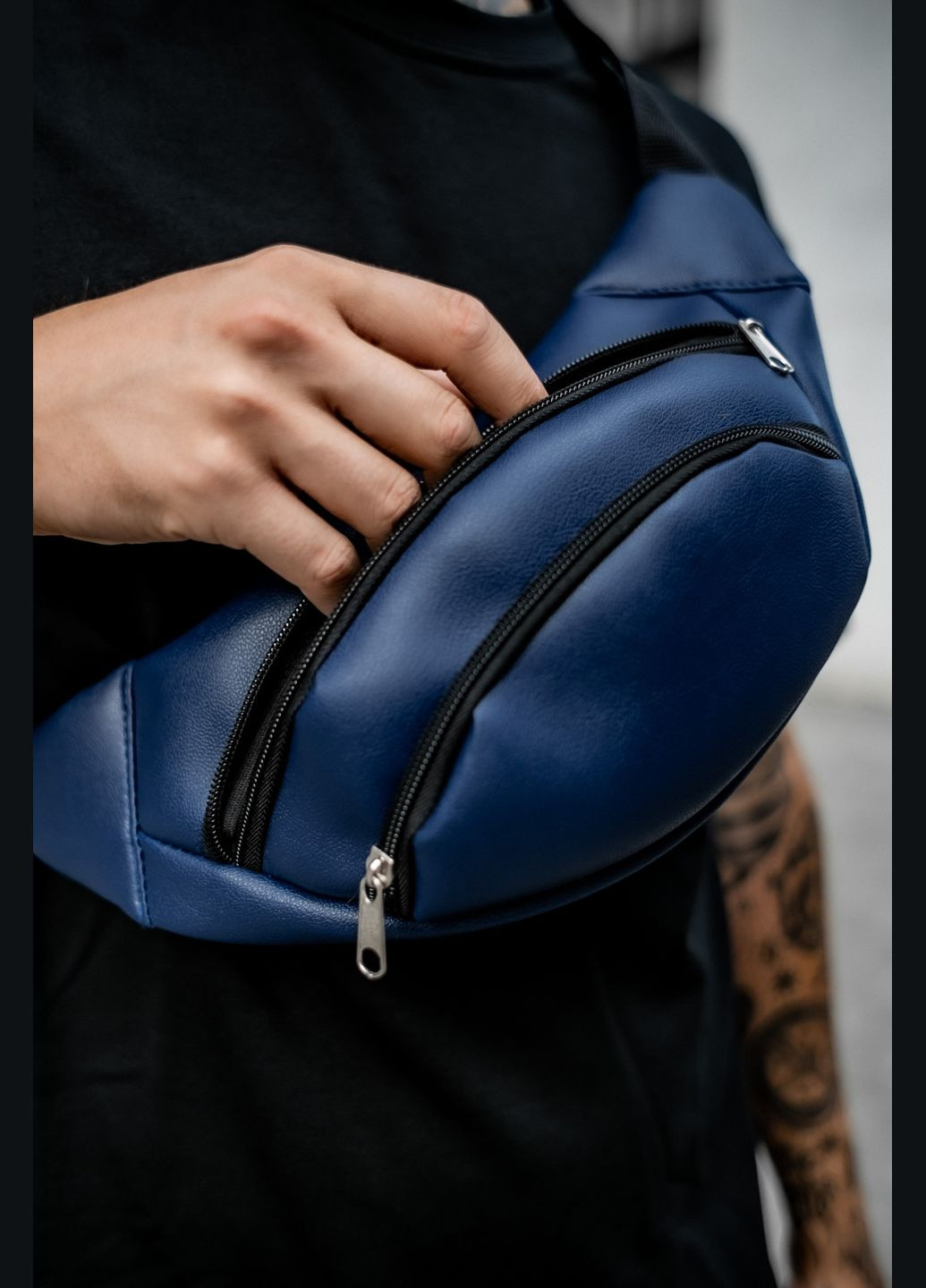 Бананка шкірзам синя унісекс без лого Intruder (332796505)