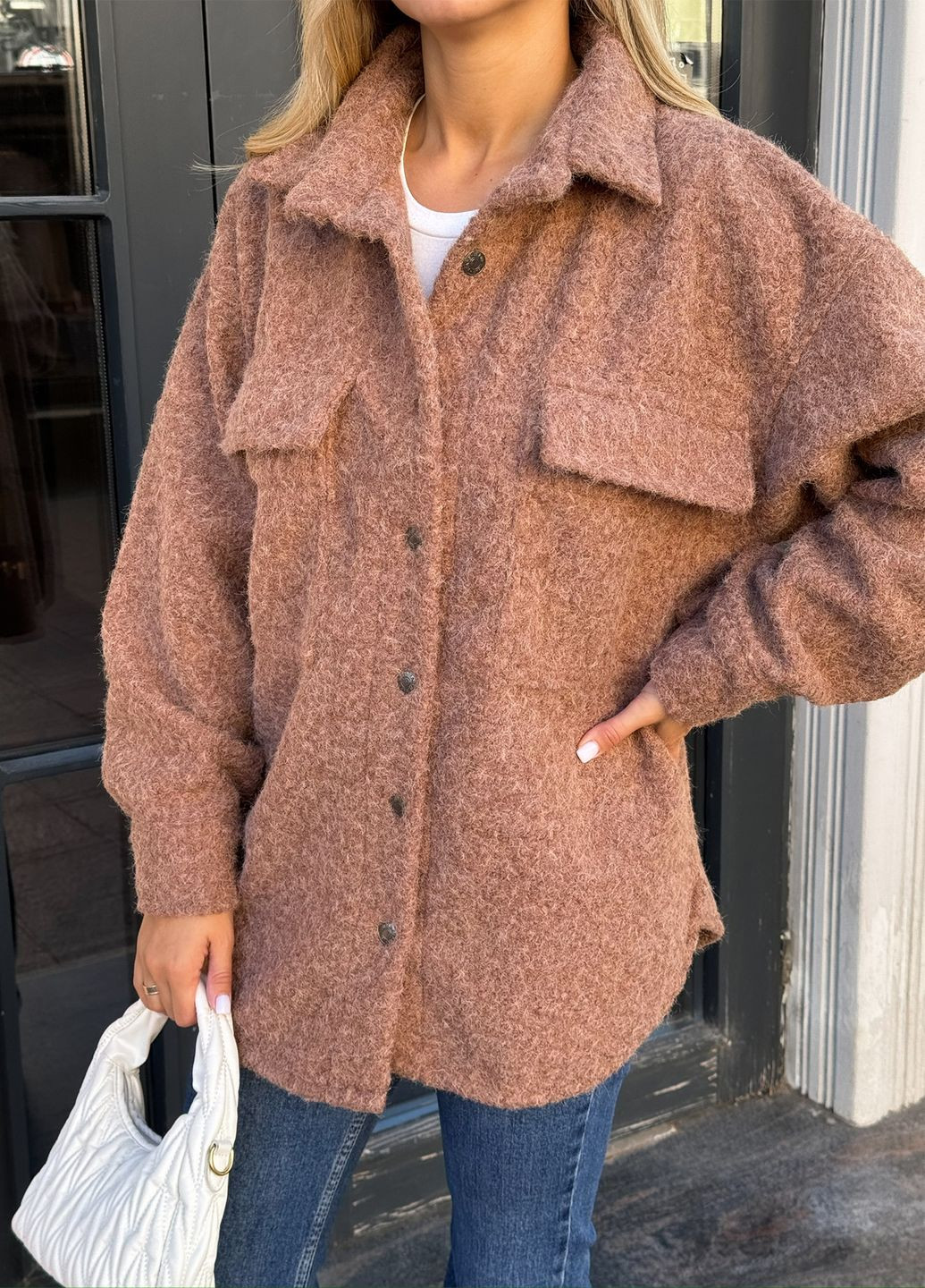 Куртка-рубашка демисезонная женская удлиненного кроя No Brand (363367589)