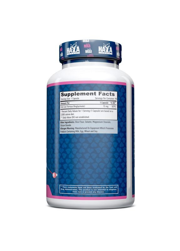 Витамины и минералы Chelated Iron 15 mg, 90 капсул Haya Labs (322580320)