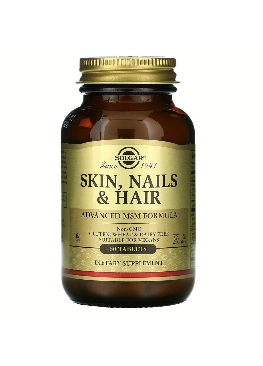Витамины для кожи, волос и ногтей, Skin, Nails & Hair,, 60 таблеток Solgar (366734003)