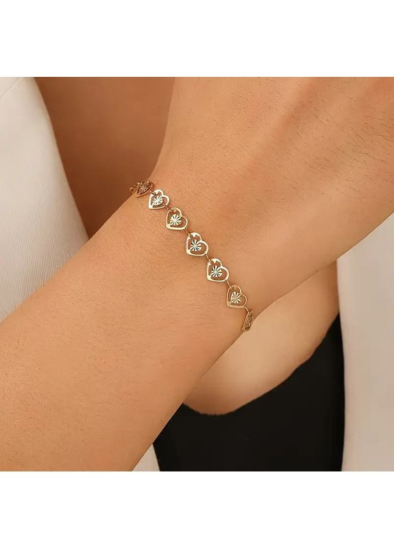 Браслет сріблястий з нержавіючої сталі у вигляді вирізаних сердечок LumenManus для жінок 17+5 см 6мм OrnatusDivinus947 Liresmina Jewelry (367603041)