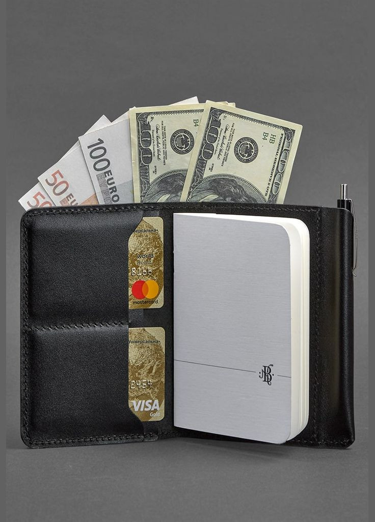 Шкіряне портмоне 2.0 чорне Краст (A-027522) BlankNote (328444638)