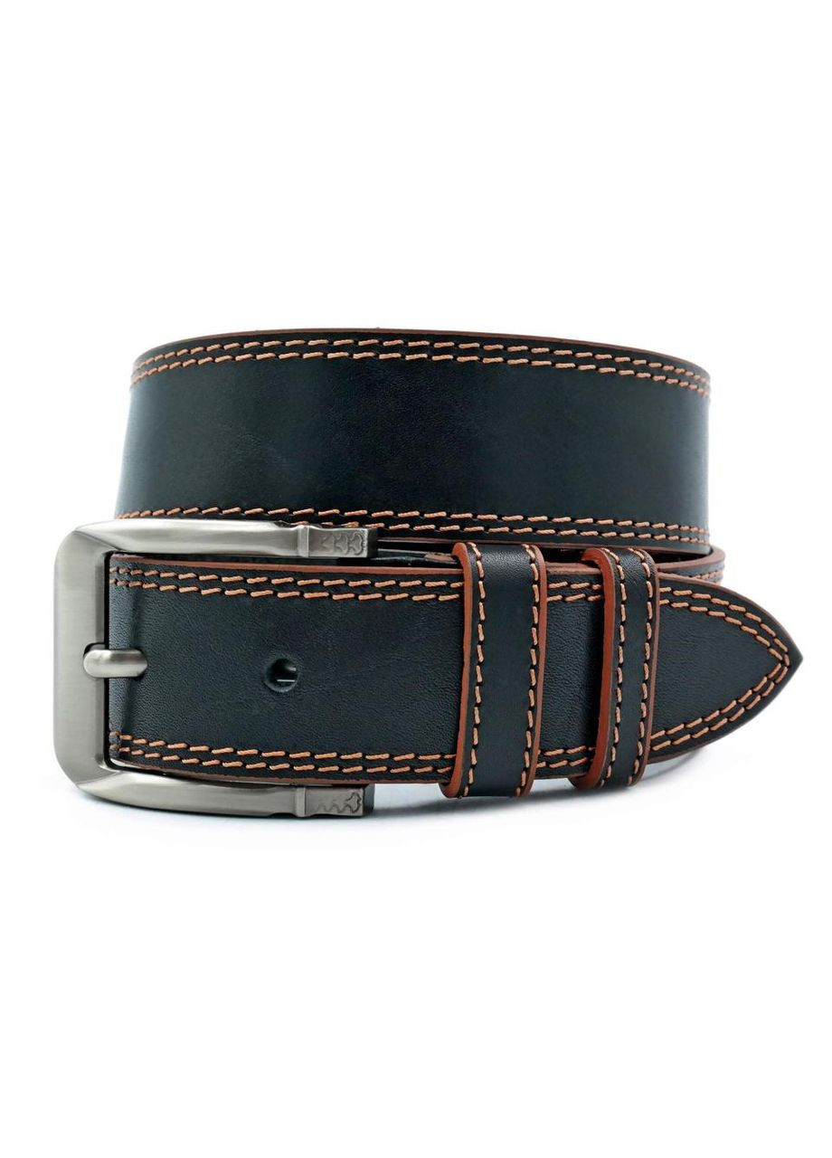 Шкіряний чоловічий ремінь 3,8 х 105-120 см Чорний 105 Weatro (346121232)