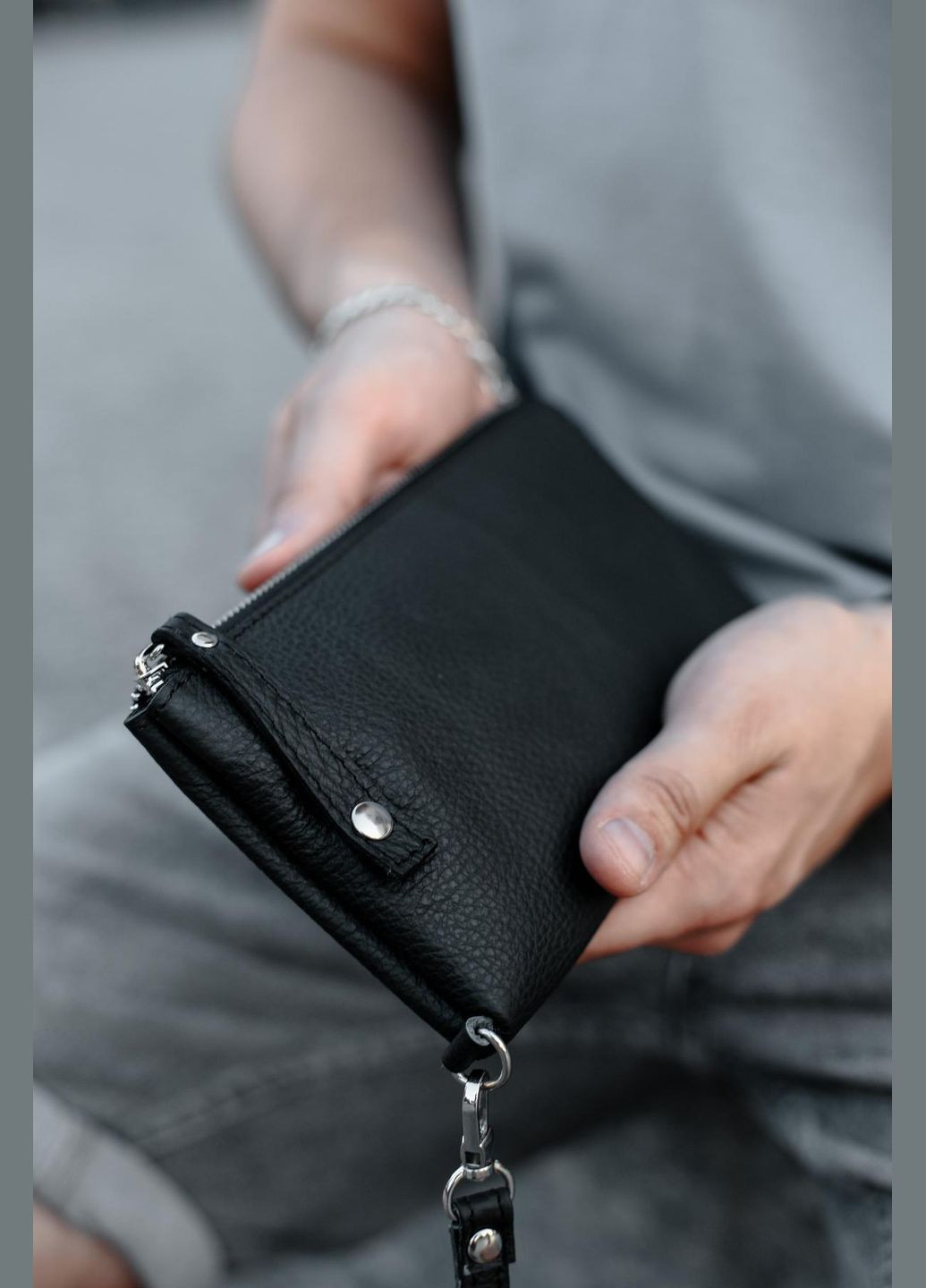 Мужской клатч-кошелек из натуральной зернистой кожи Trampl (Черный) SKILL (322605470)