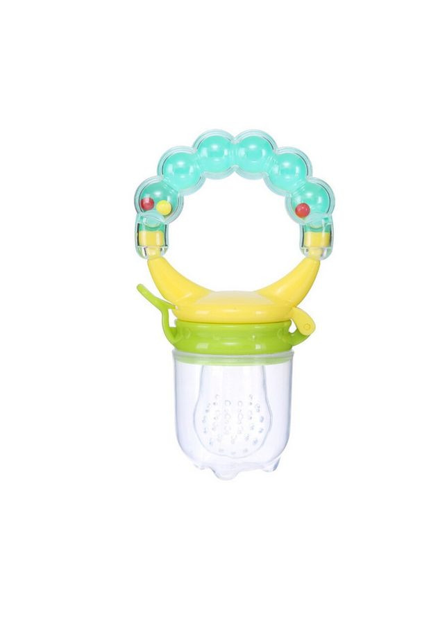 Дитячий ніблер силіконовий для першого підгодовування малюка Ніблер з брязкальцем ручкою + 3 змінних соски S, M, L Стиль 1 LELUNO (332984079)