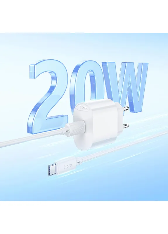 Адаптер мережевий Type-C to Type-C |1Type-C, 3A/20W, PD/QC| White Hoco (407903868)