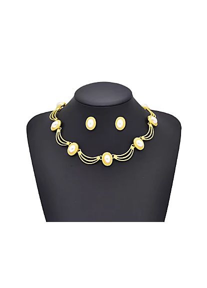 Комплект біжутерії Кольє-чокер и сережки перлинні намистини No Brand (339679823)