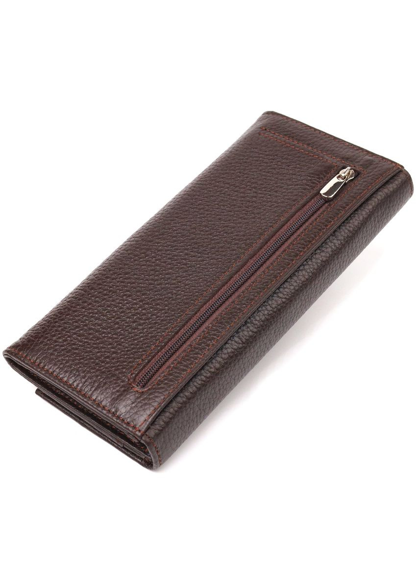 Женский стильный кошелек из натуральной зернистой кожи 21629 Коричневый Canpellini (331911086)