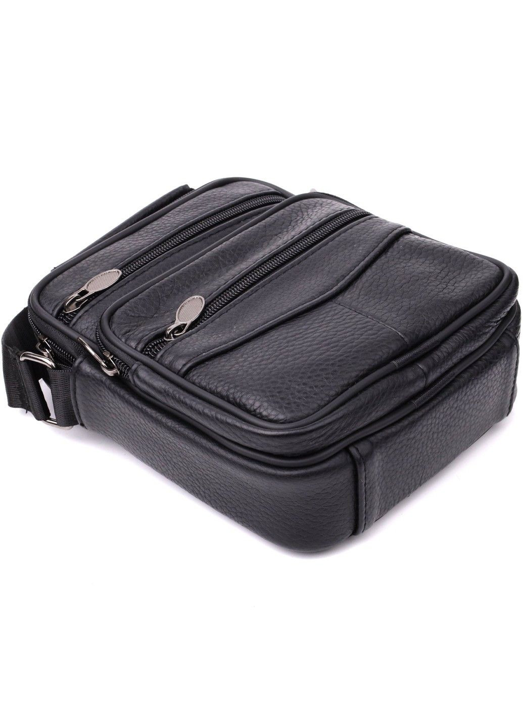 Практична вертикальна сумка з ручкою для чоловіків з натуральної шкіри 22864 Чорний Vintage (327093746)