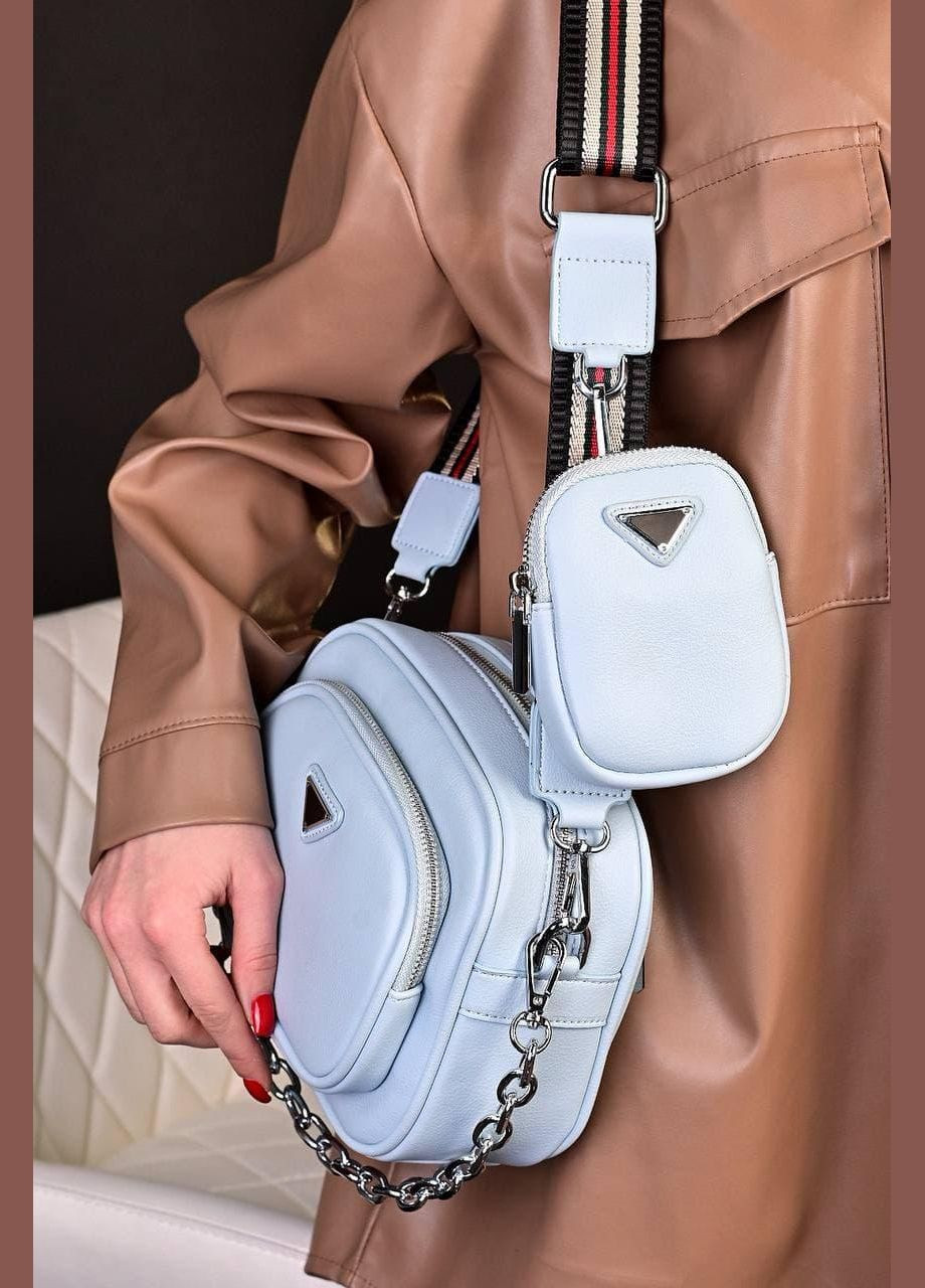 Сумка клатч жіноча блакитна з ключницею код 7-7153 Уцінка (читайте опис) PTR No Brand (317763555)