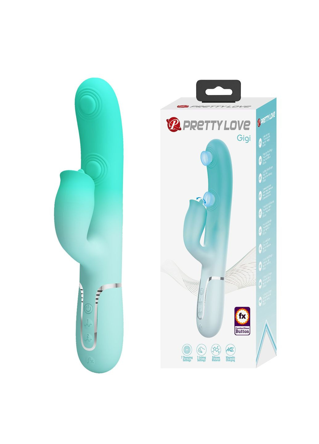 Вибратор-кролик Gigi со стимулятором язычком,, 22.8 х 3.4 см Pretty Love (361670049)