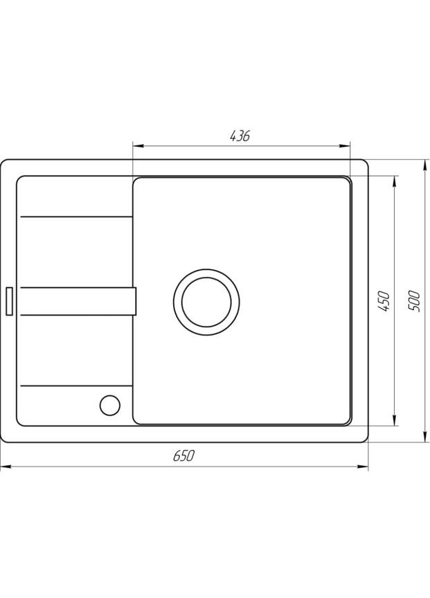 Гранитная мойка ONE Серый металлик 650*500мм А0005 Globus Lux 066737 (341828981)