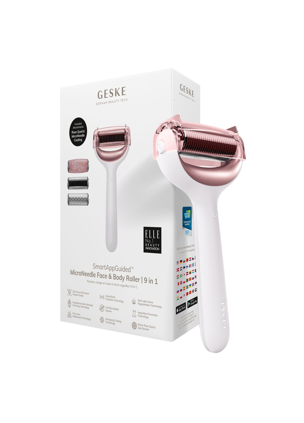 Ролер для голкової мезотерапії обличчя та тіла MicroNeedle Face&Body Roller 9в1 starlight GESKE (341526301)