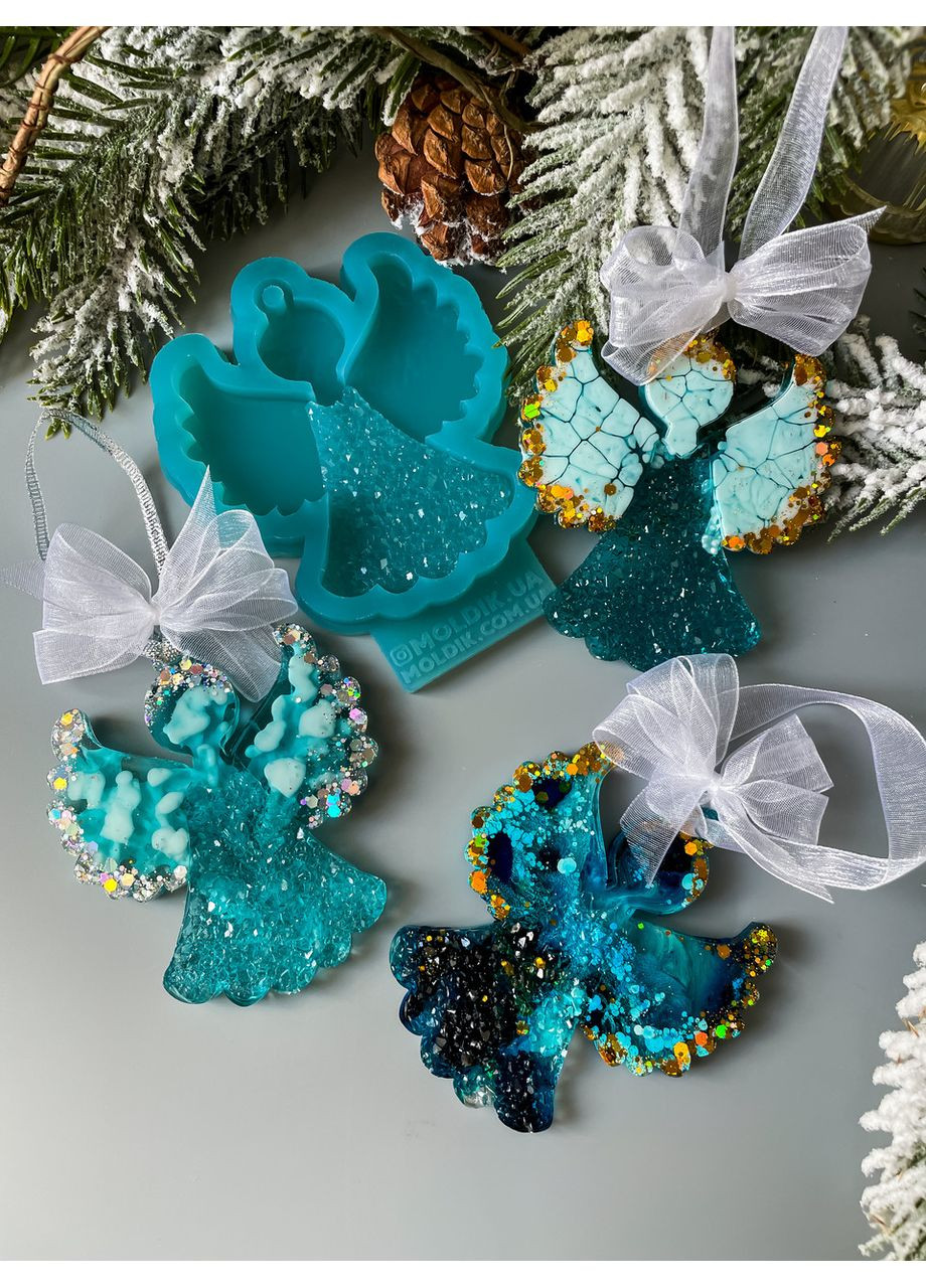 Молд Янгол у кристалічній сукні форма для новорічних іграшок на ялинку силіконова форма для епоксидної смоли No Brand (370566592)