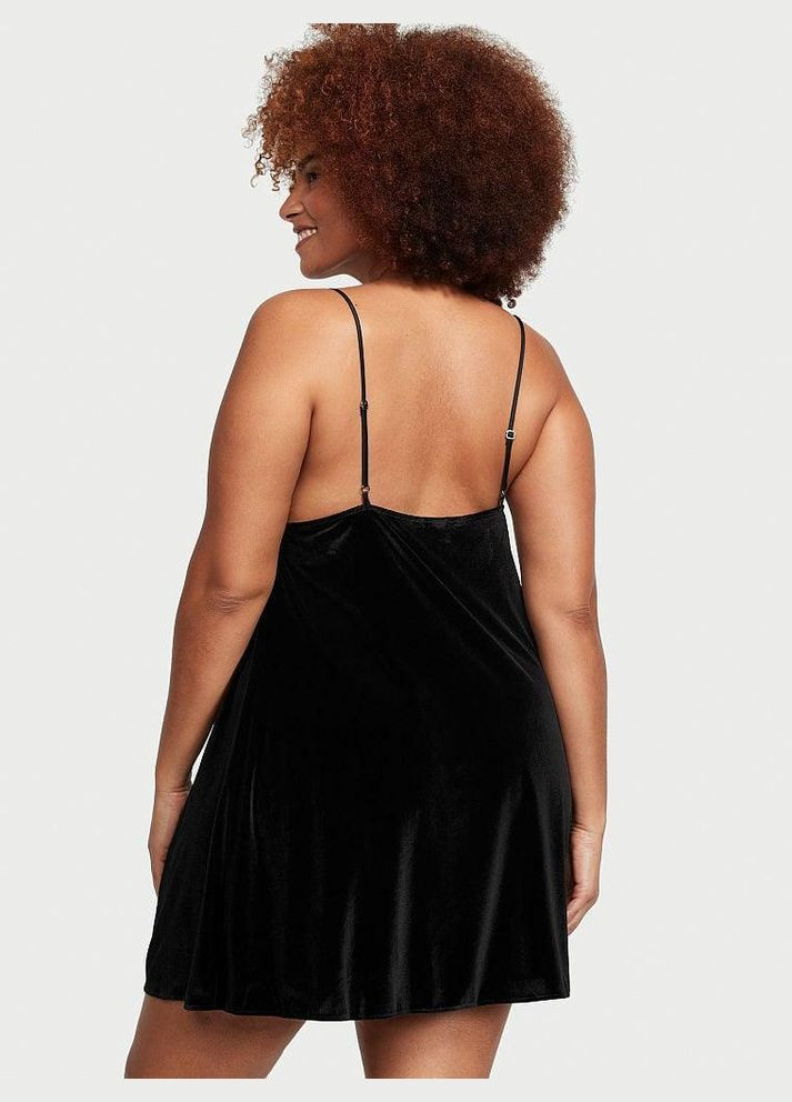 Ночная рубашка Velvet Slip Dress велюровая XS черная Victoria's Secret (282964785)