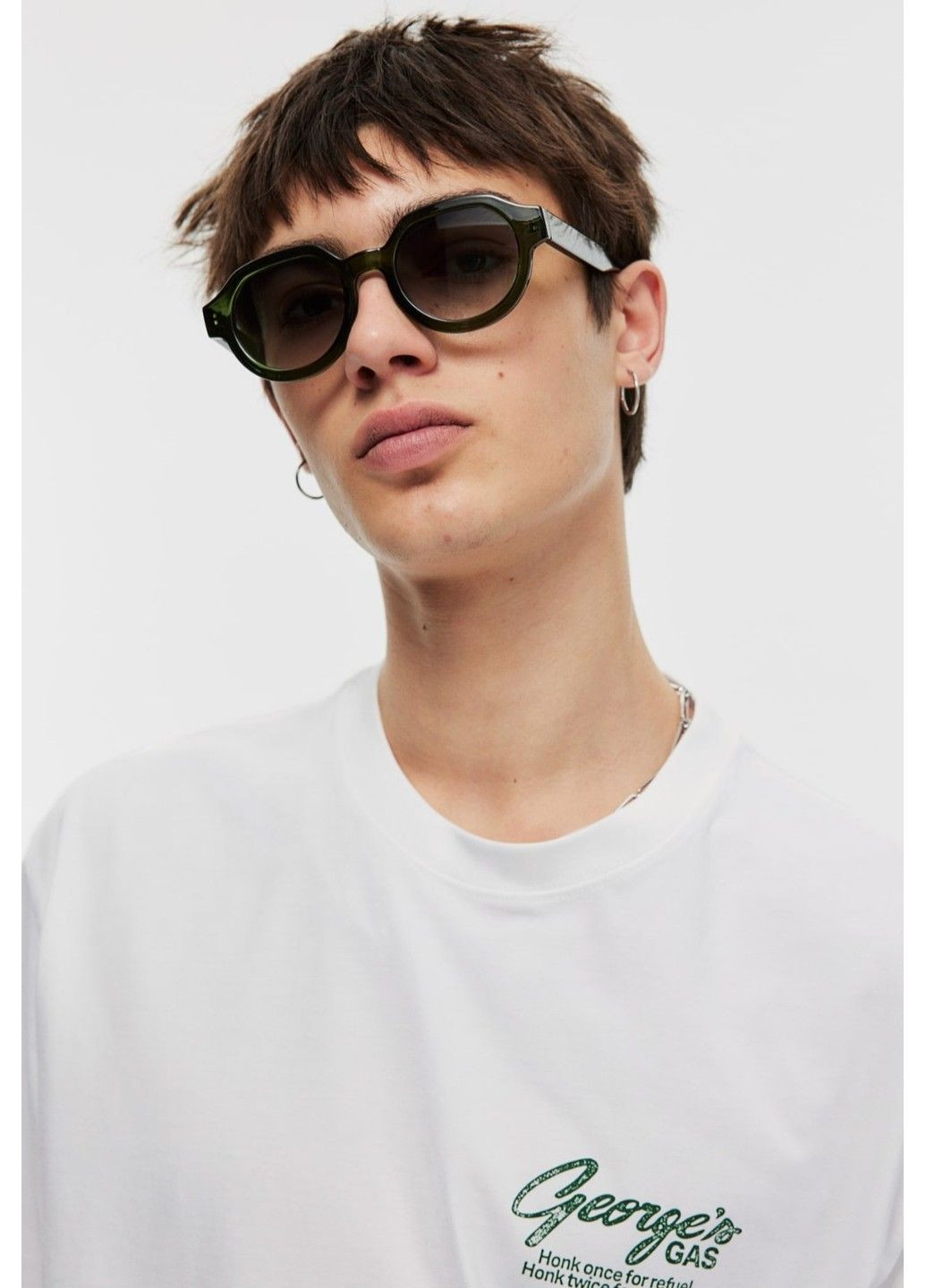 Біла чоловіча футболка з принтом loose fit (58067) m біла H&M