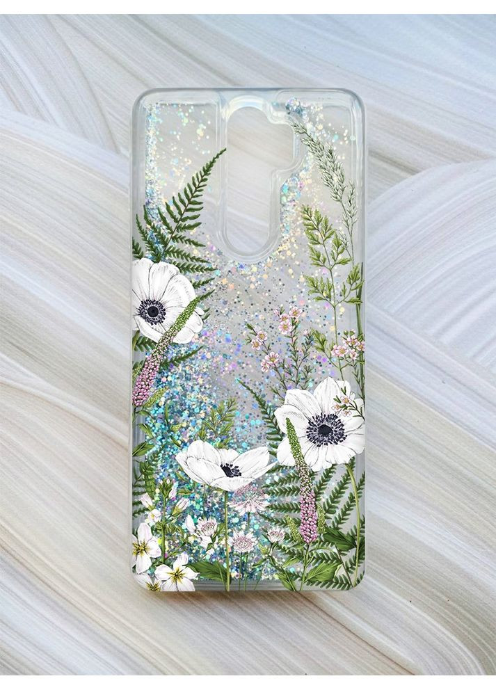 Чохол з плаваючими блискітками на Xiaomi Redmi Note 8 Pro Сріблястий:: Квіти польові (принт 363) Creative (360660640)