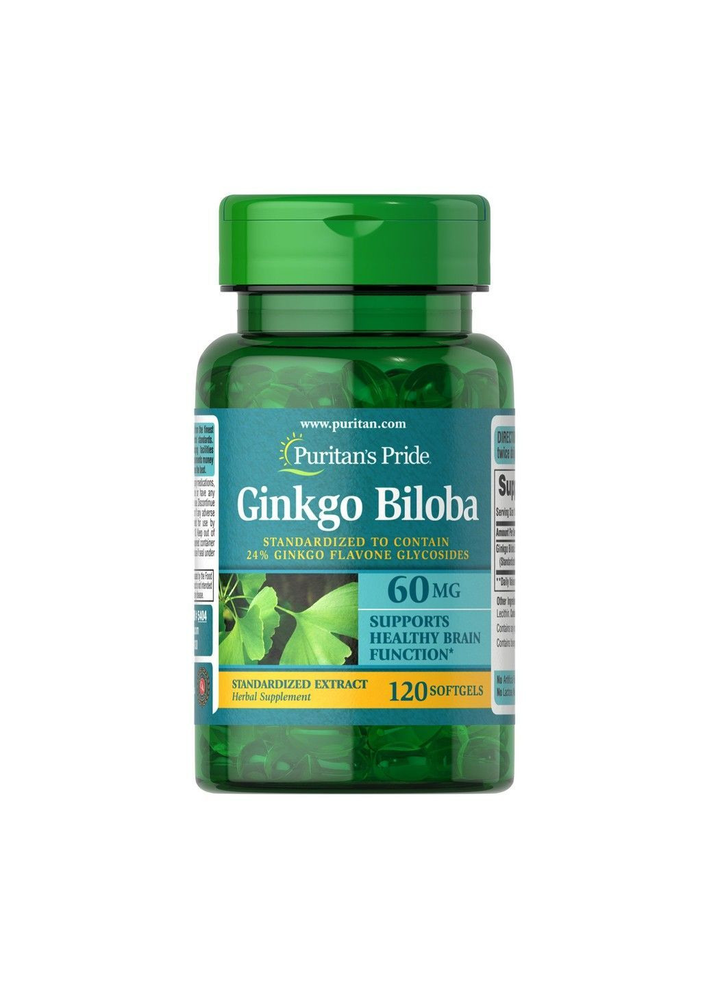 Гінкго Білоба Puritan's Pride Ginkgo Biloba Standardized Extract, 60 мг, 120 капсул Puritans Pride (364314376)