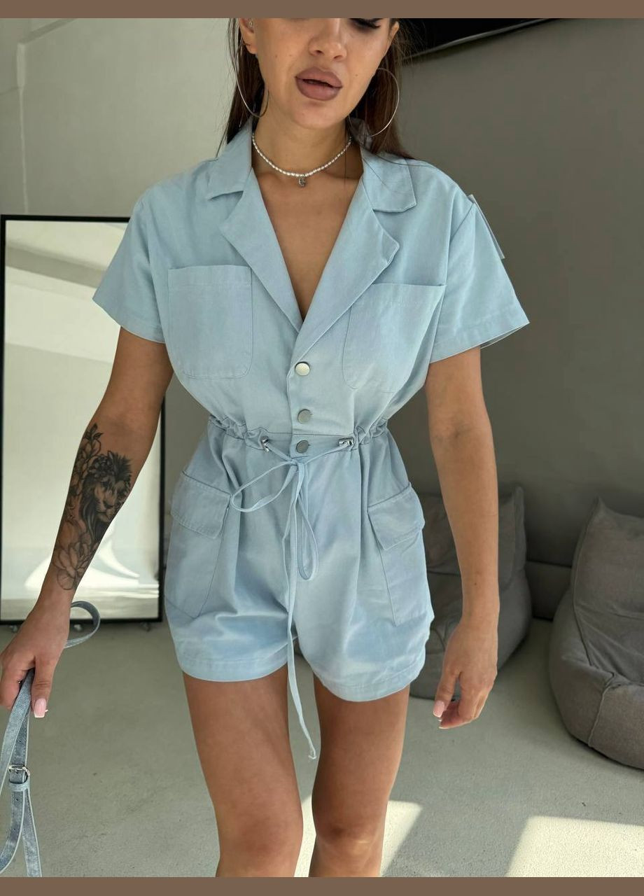 Жіночий комбінезон Asi.Store.ua комбінезон-шорти блакитний повсякденний, коктейльний, вечірній, кежуал