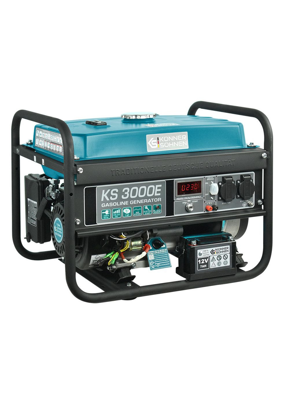 Бензиновий генератор KS 3000E (3 кВт, 50 Гц, 230 В, 15 л) електростартер однофазний (23138) Konner&Sohnen (295035829)