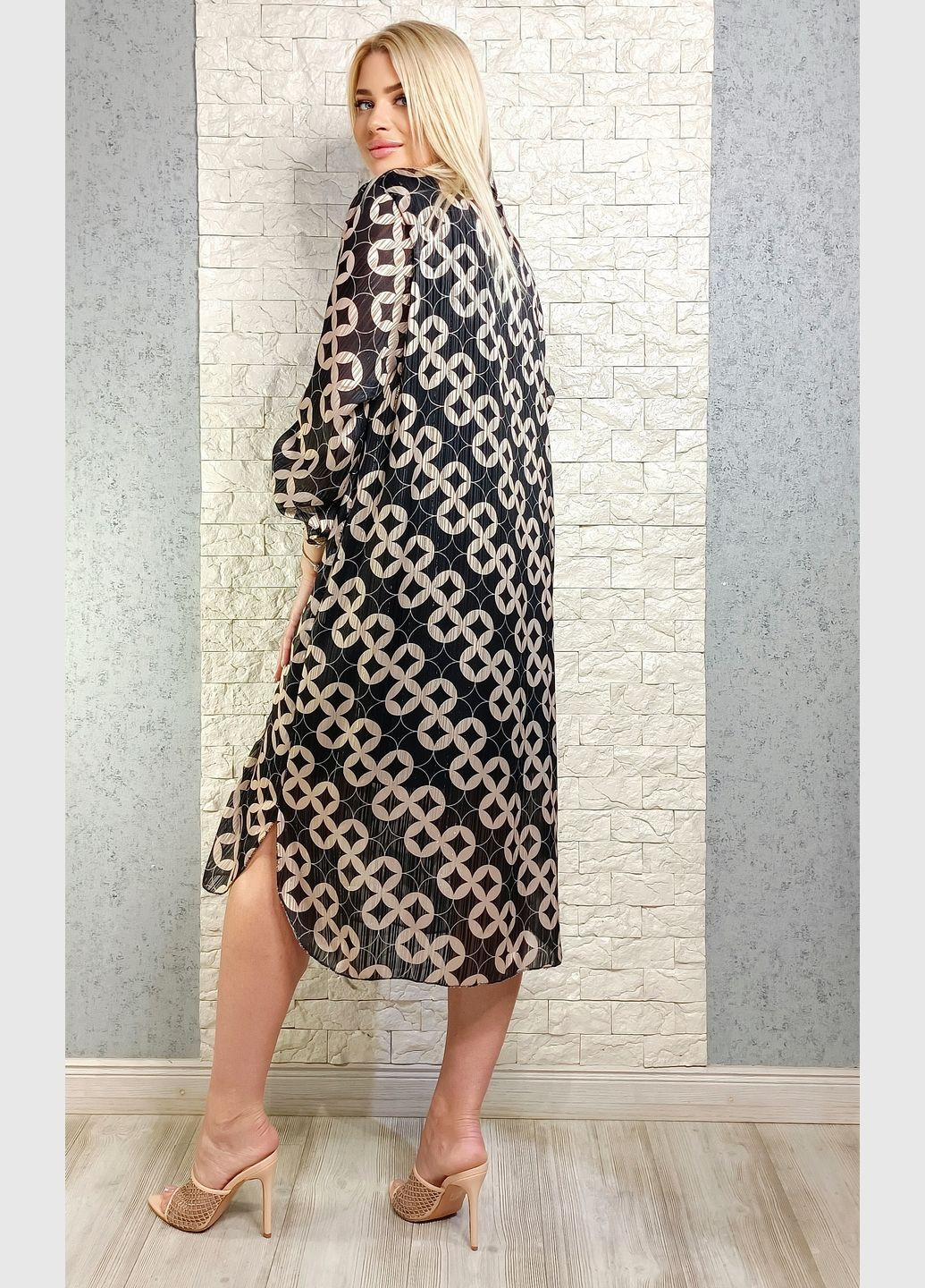 Черное повседневный, кэжуал платье Made in Italy с абстрактным узором