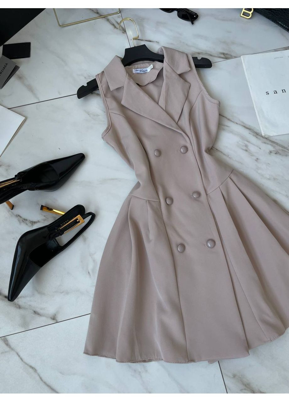 Бежевое праздничный, повседневный, деловое женское платье а-силуэт Avanti однотонное