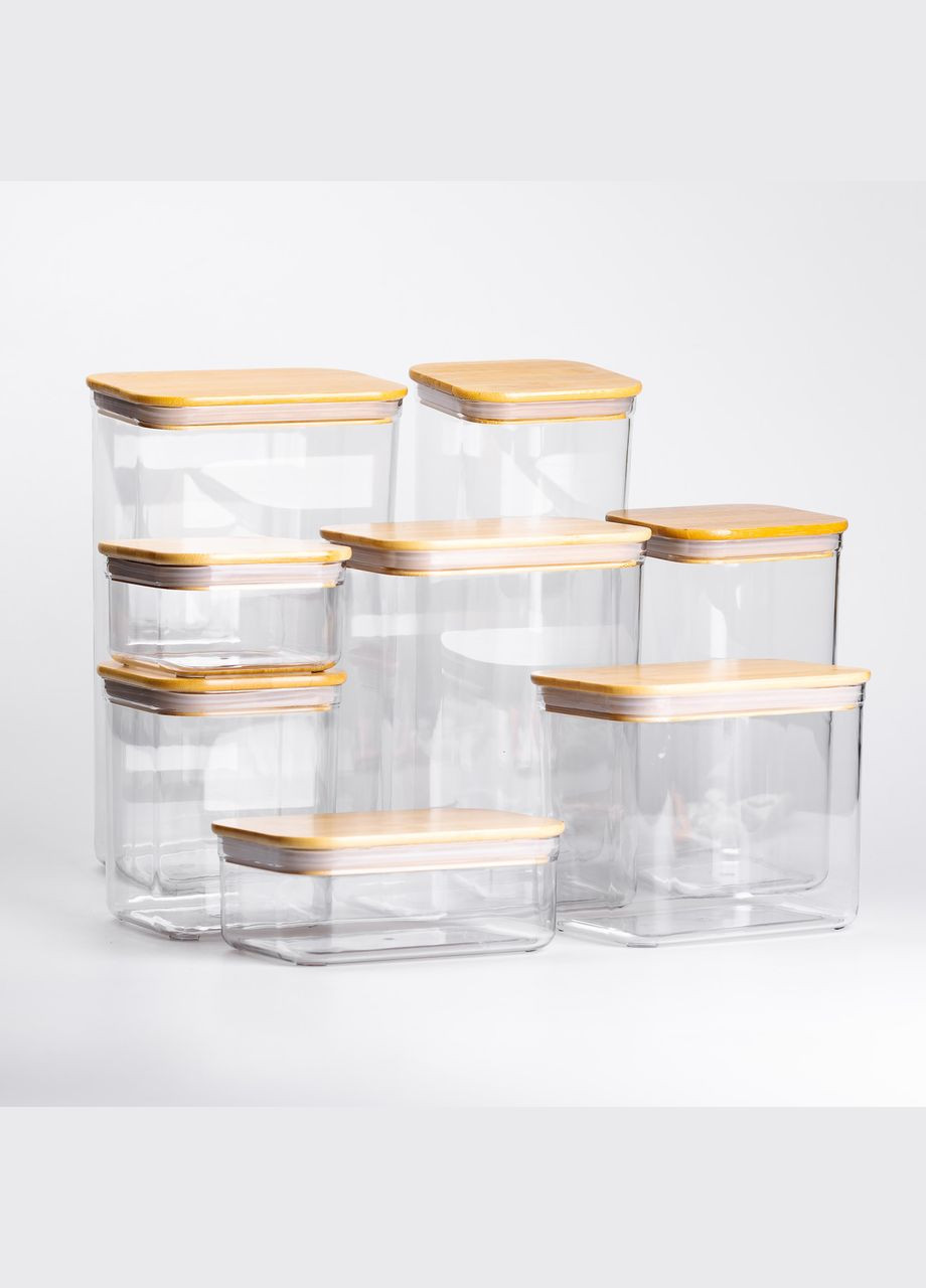 Набір банок для сипучих продуктів 8 штук з бамбуковою кришкою Yiwu (325686388)