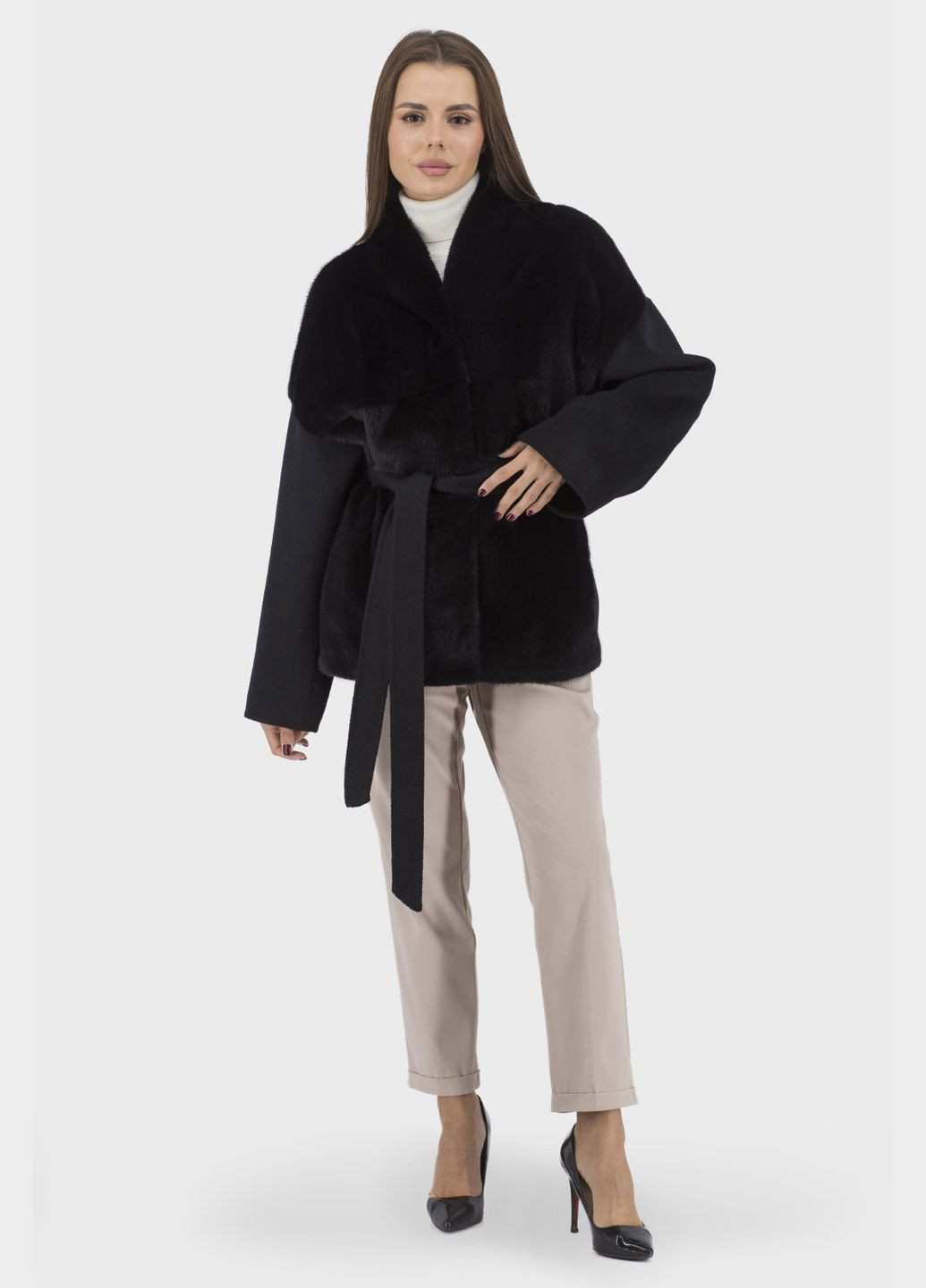 Черное демисезонное Женское пальто Ferrucci (, ), 27017 No Brand