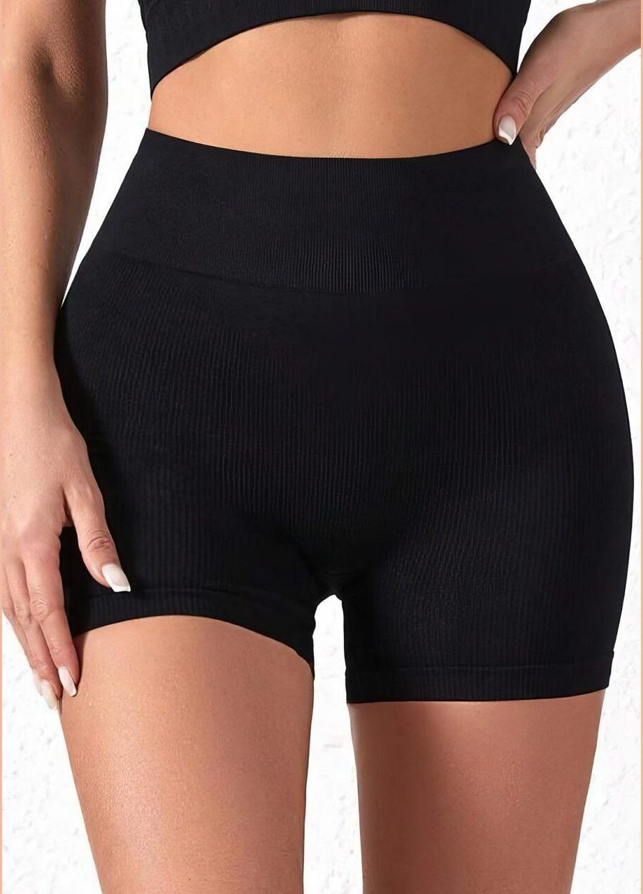 Жіночі короткі велосипедки в рубчик з пуш ап ефектом укорочені шортики для занять спортом з утягуючим ефектом push up Cindylove (341538417)