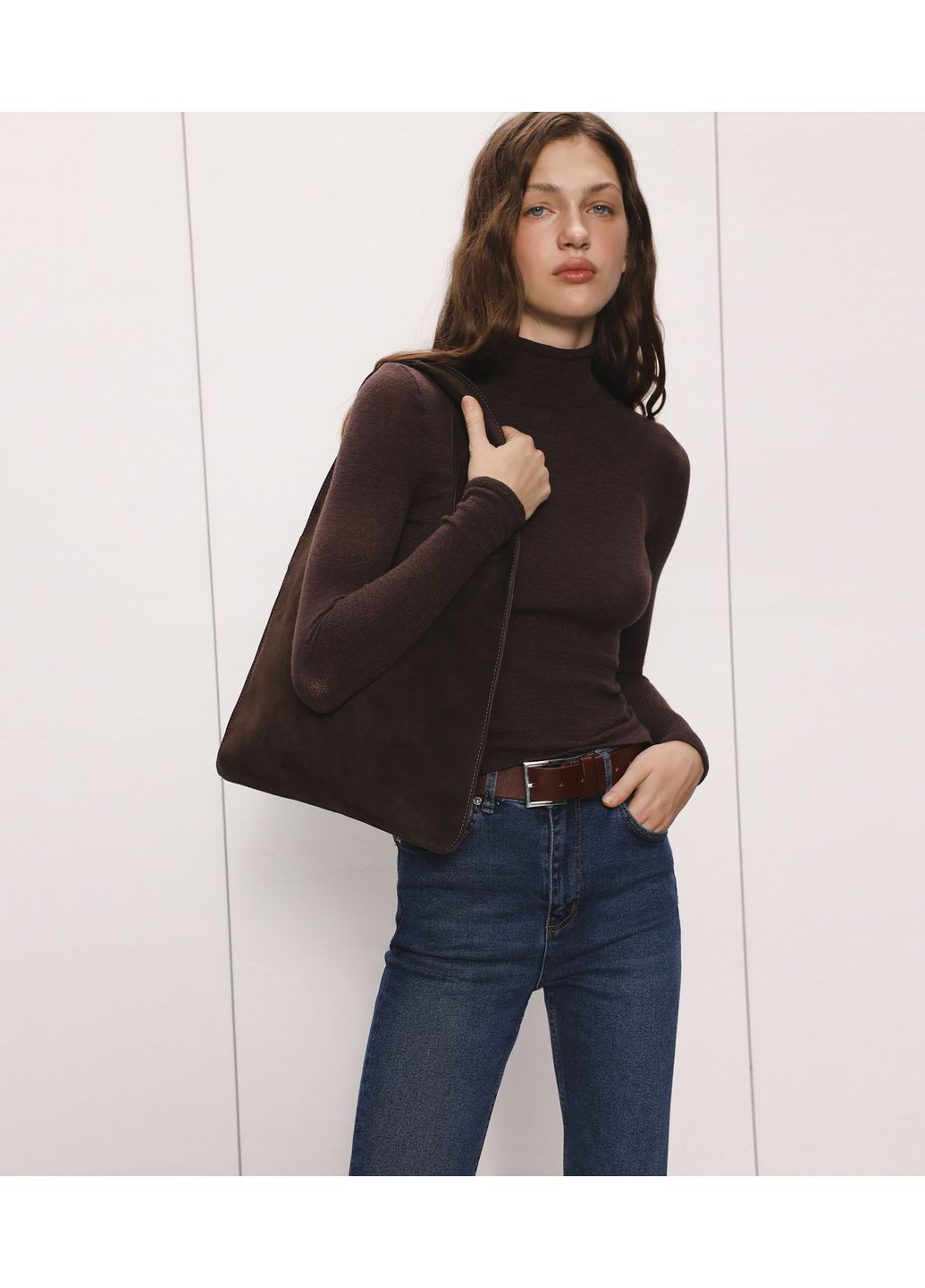 Темно-коричневий демісезонний джемпер в'язаний 2101 Papaya