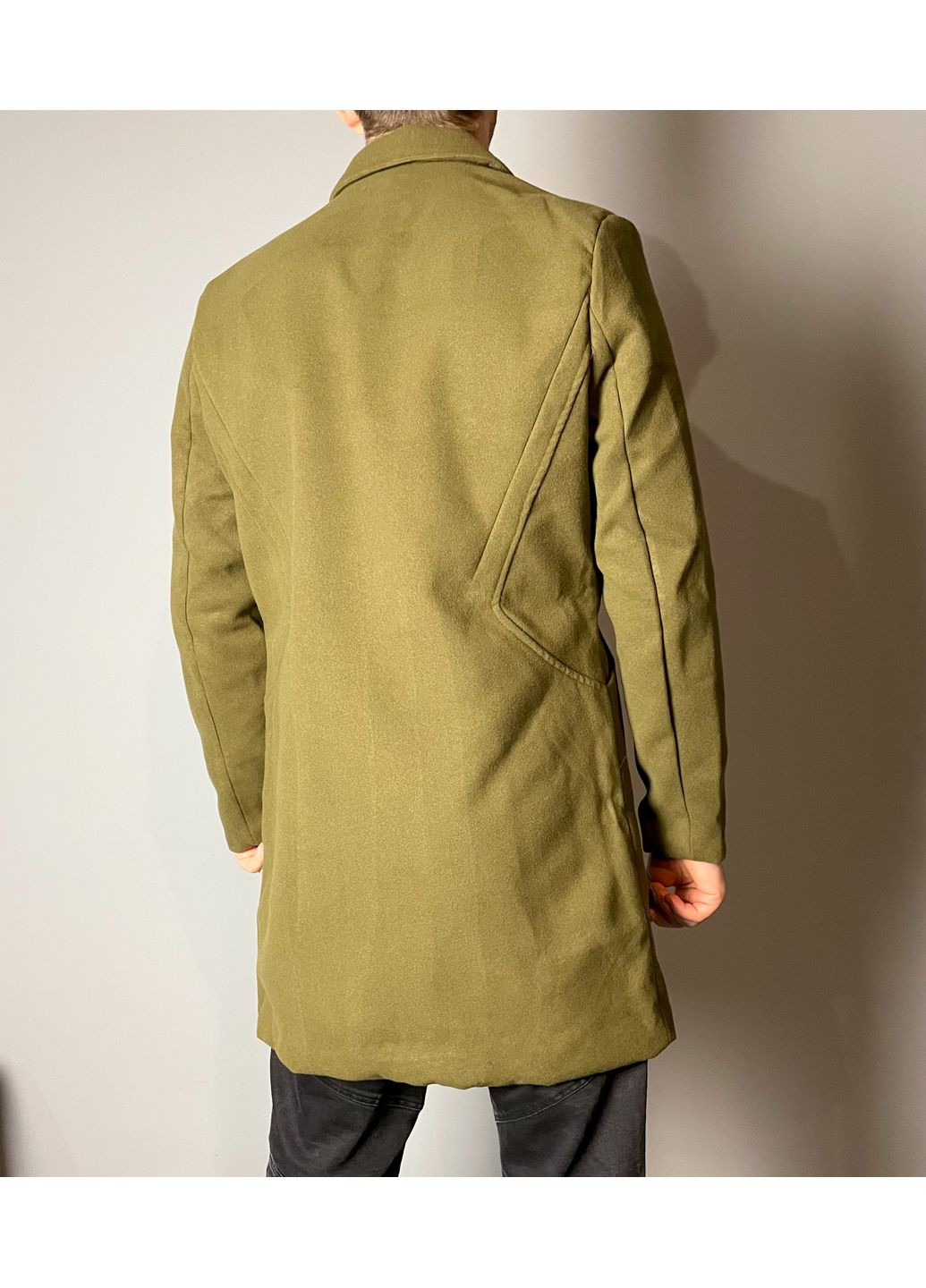 Оливкове (хакі) Мужское классическое пальто на одну пуговицу HM10032 No Brand