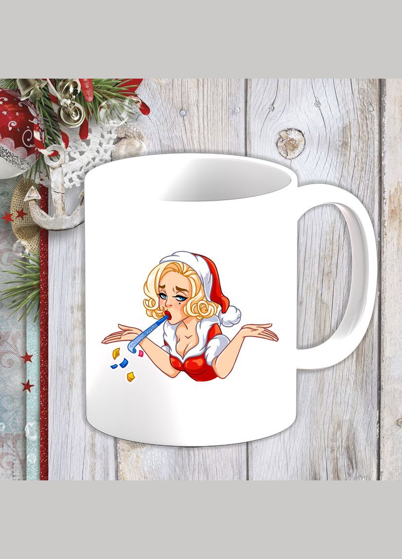 Белая кружка (чашка) с новогодним принтом Мэрилин Монро со свистулькой Кавун Чашка (316112202)