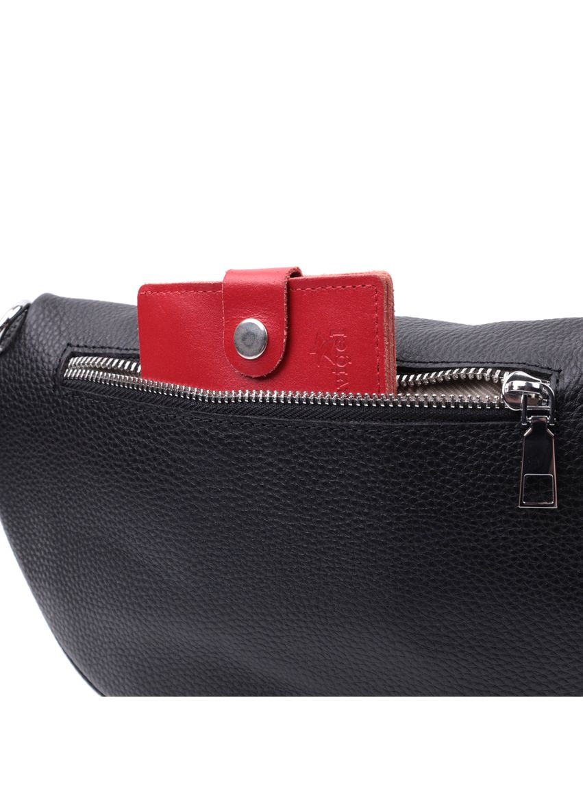 Шкіряна кроссбоді для жінок в класичному кольорі через плече з чорним міні гаманцем 22666 Vintage (329196768)