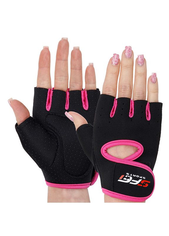 Рукавички спортивні для фітнесу Basics BC-893 Чорно-рожевий, (07508099) FDSO (323019507)
