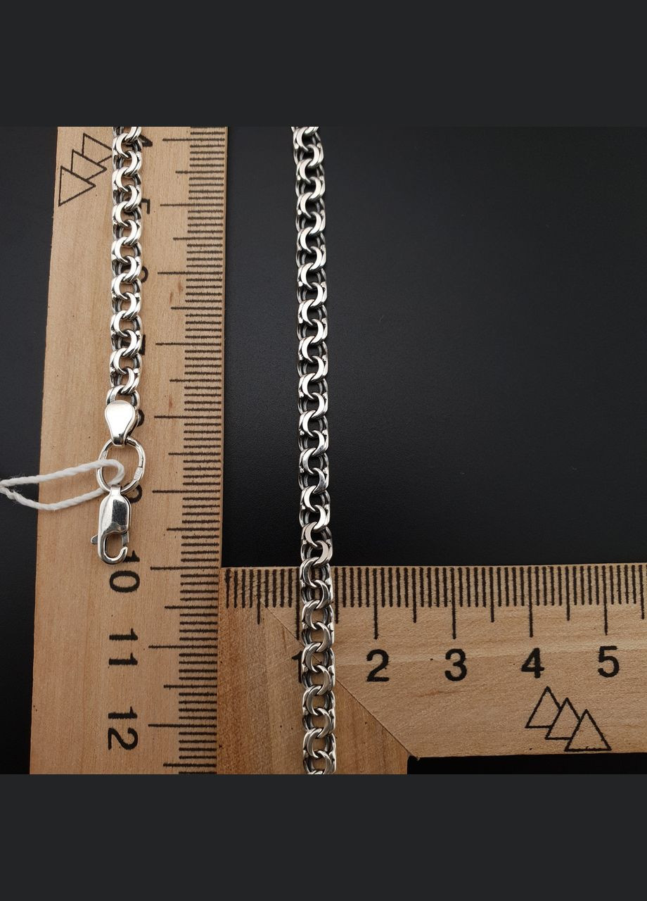 Срібна цепочка чоловіча Бісмарк плоский. Чорнений ланцюжок на шию срібло 925. Довжина см ZLATO (289370597)