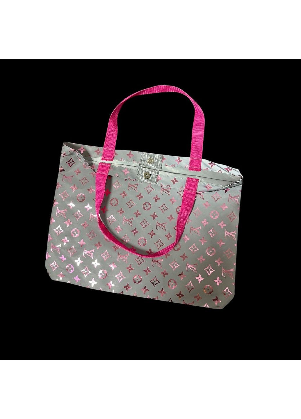 Світловідбиваюча сумка шопер Svitashka Рожевий ЛВ рожеві ручки на кнопці No Brand (335051179)