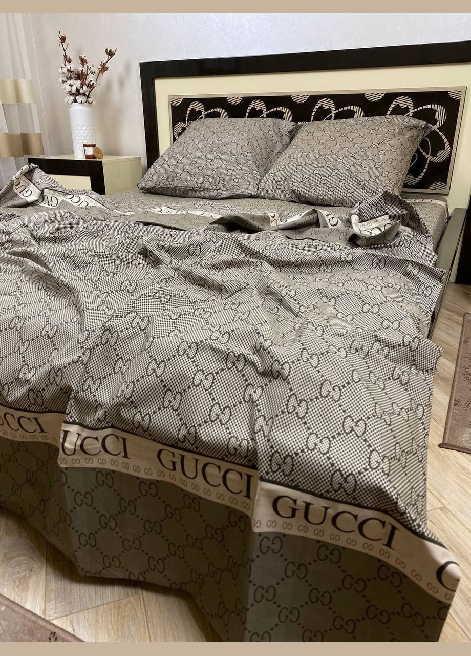 Постельное белье хлопковое Гучи Евро 200 x 220 Бязь Бронза 70 х 70 No Brand (322846823)