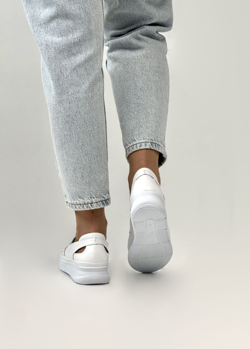 Sherlock Soon Слипоны женские кожаные на полную ножку белый з натуральная кожа, турция — (333828278)