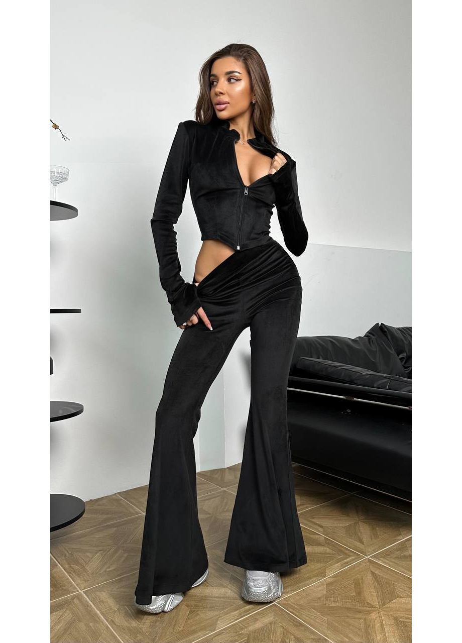 Женский обжимной комбинезон-костюм с расклешенными брюками Україна (351386236)