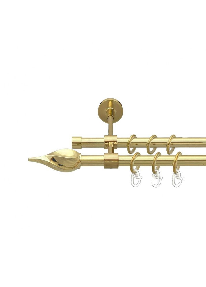 Карниз Твисто металлический двухрядный закрытый гладкая труба Золото 16\16 мм 300 см (00-00014594) ORVIT (300285430)