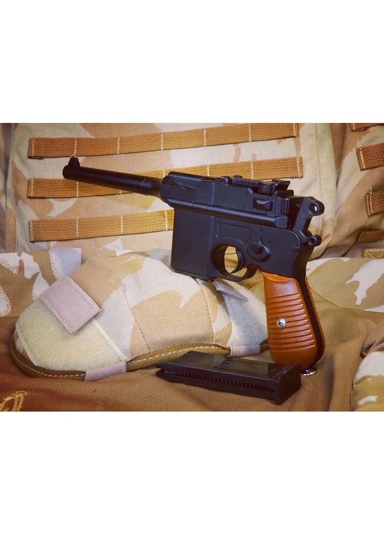 Страйкбольный Пистолет Маузер С96 V10 металл, стреляет пульками 6 мм Черный Vigor (370776282)