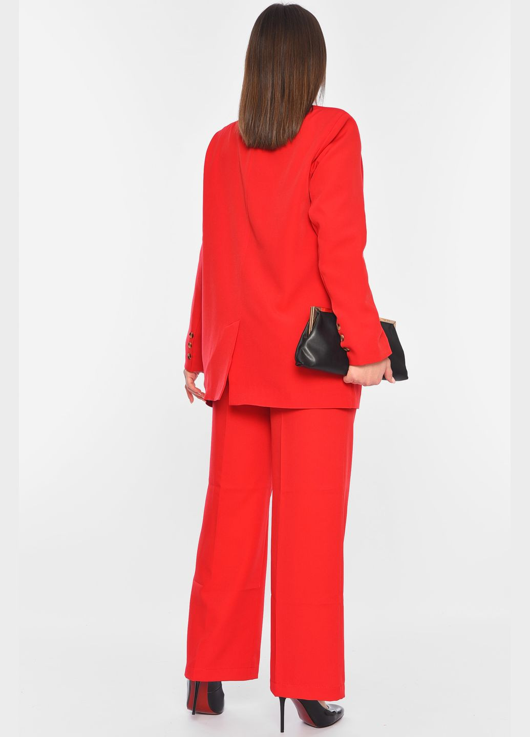 Костюм женский брючный красного цвета Let's Shop (321984305)