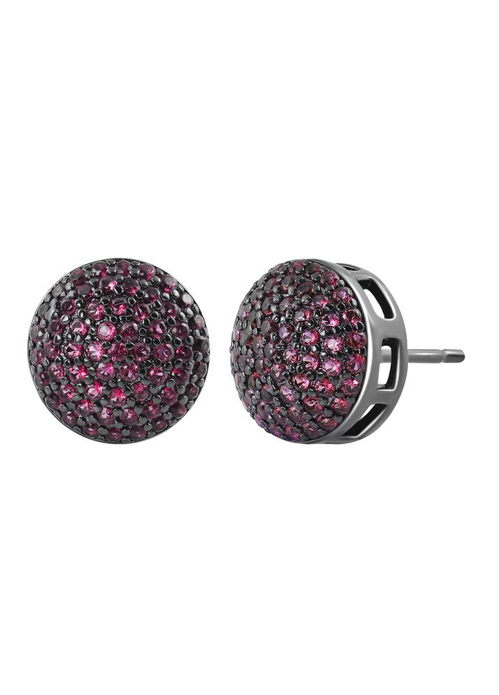 Круглые серьги с кристаллами Фуксия Sincera (341534184)