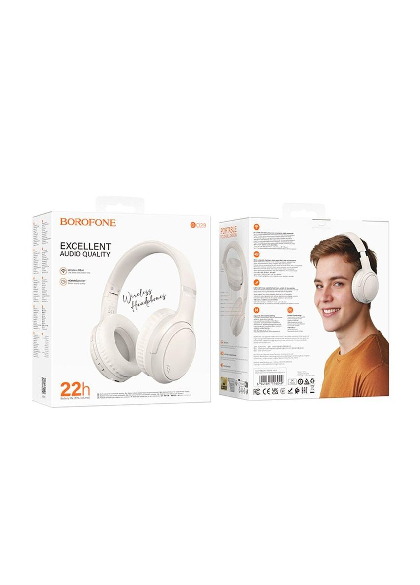 Беспроводные наушники BO29 Fascinador BT headphones Milky white Borofone (325428951)
